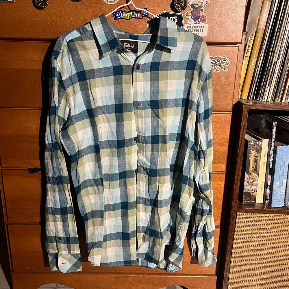 FarWest Plaid Shirt – Teal/Olive/White